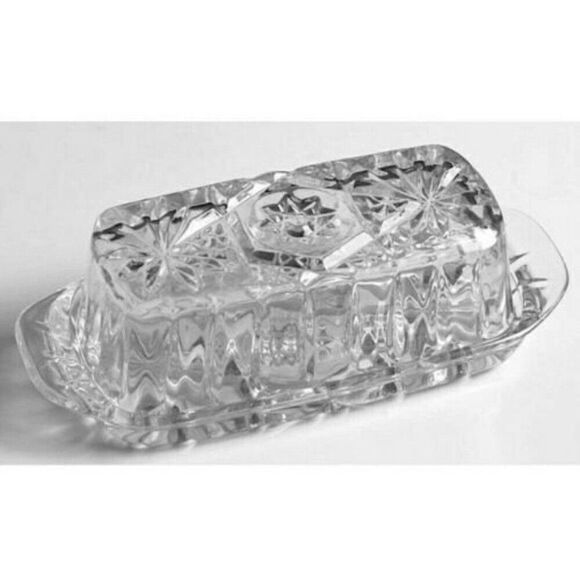 Anchor Hocking Early American Prescut Glass EAPC Clear Butter Dish - Picture 1 of 4